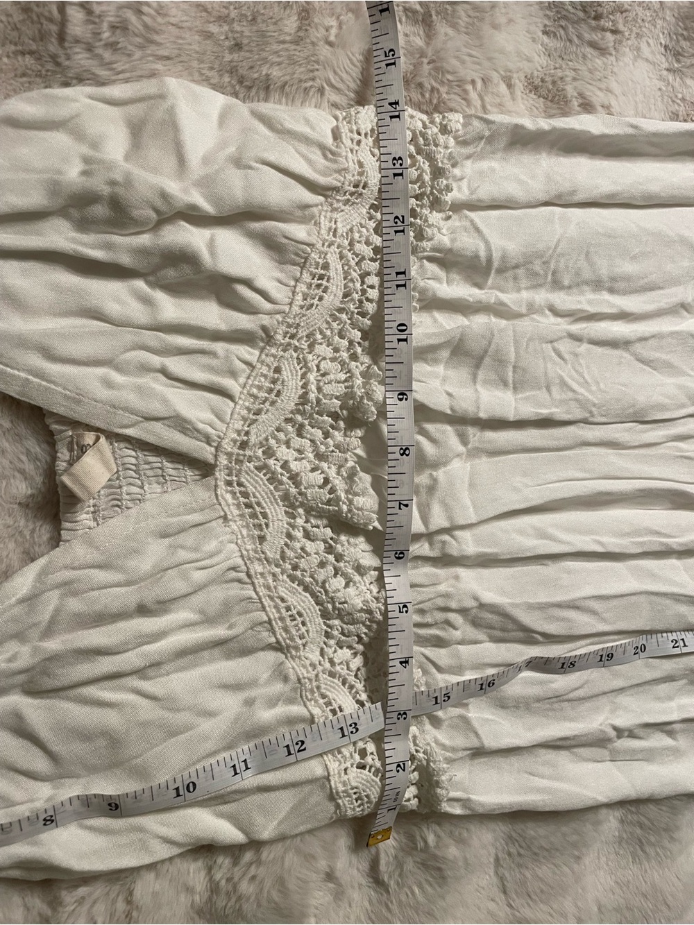 Bohemian Cream Crochet-Trim Maxi Dress with V-Neck - Picture 9 of 13